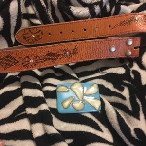 Vera pelle interchangeable belt/buckle nwot small